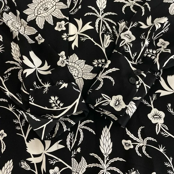 Scotch & Soda Floral Print Button Down Shirt Women's Medium Black White - Picture 9 of 15